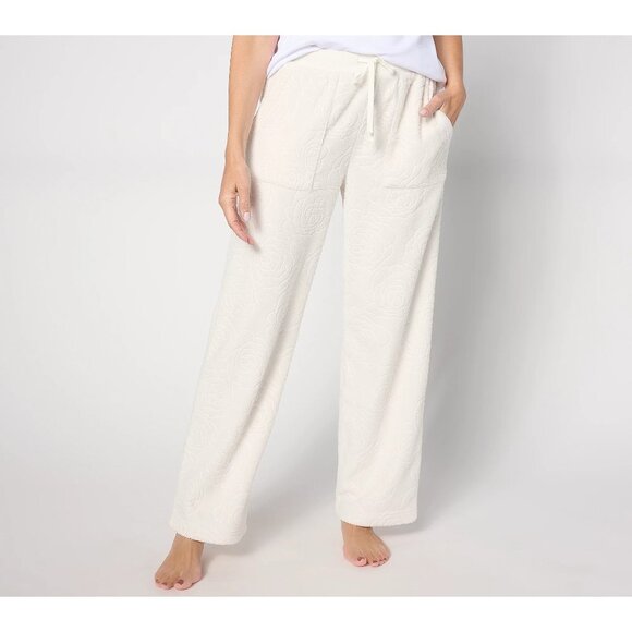 Berkshire Homewear Embossed Spa Knit Straight Leg Lounge Pant White Large NWT - Picture 1 of 6